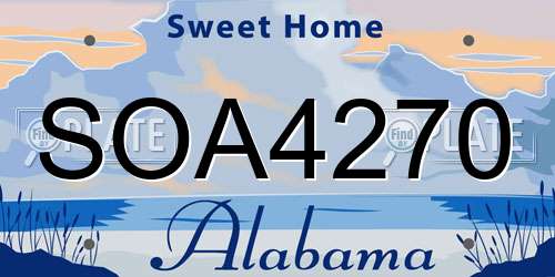 SOA4270 Alabama License Plate