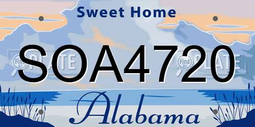 SOA4720 Alabama License Plate