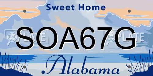 SOA67G Alabama License Plate