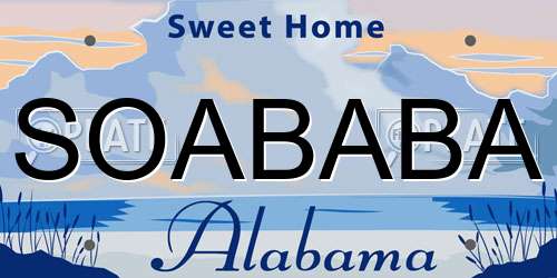 SOABABA Alabama License Plate
