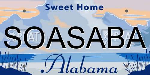 SOASABA Alabama License Plate