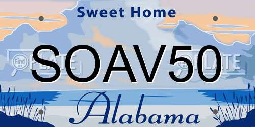 SOAV50 Alabama License Plate