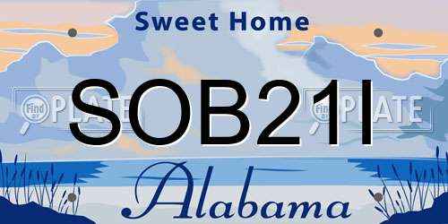 SOB21I Alabama License Plate