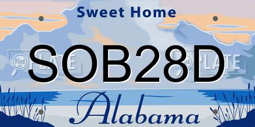 SOB28D Alabama License Plate