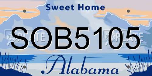 SOB5105 Alabama License Plate