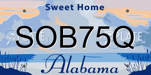 SOB75Q Alabama License Plate