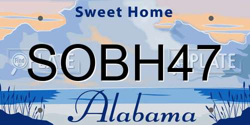 SOBH47 Alabama License Plate