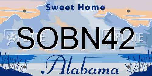 SOBN42 Alabama License Plate