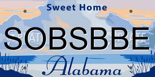 SOBSBBE Alabama License Plate