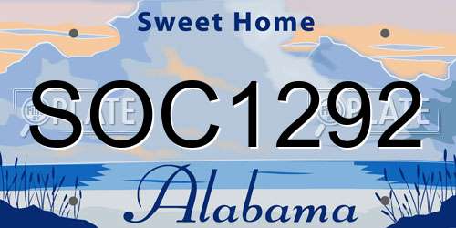 SOC1292 Alabama License Plate