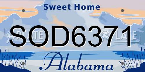 SOD6371 Alabama License Plate