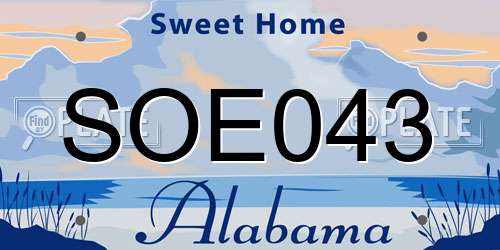 SOE043 Alabama License Plate