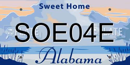 SOE04E Alabama License Plate