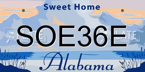 SOE36E Alabama License Plate