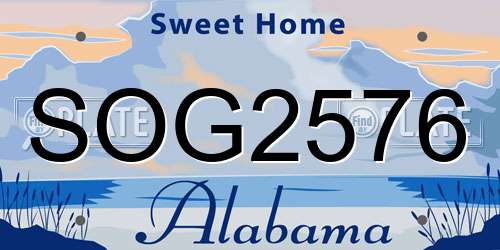 SOG2576 Alabama License Plate