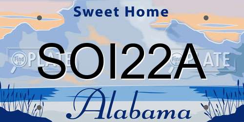 SOI22A Alabama License Plate