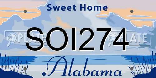 SOI274 Alabama License Plate