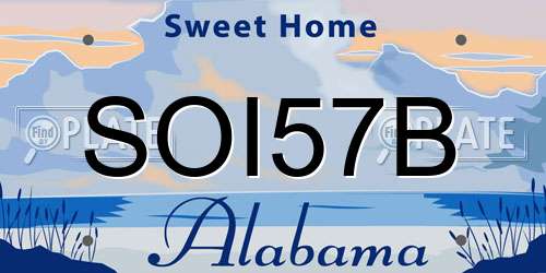 SOI57B Alabama License Plate