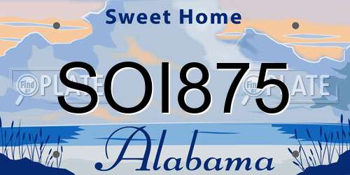 SOI875 Alabama License Plate