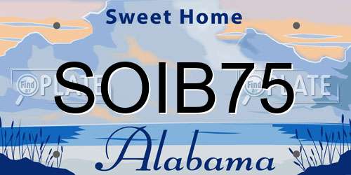 SOIB75 Alabama License Plate