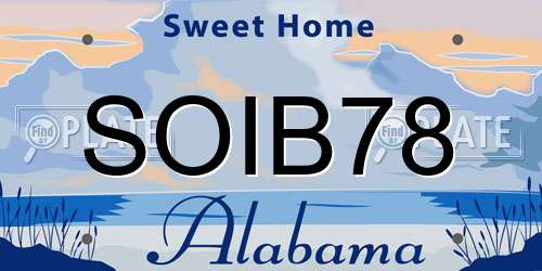 SOIB78 Alabama License Plate