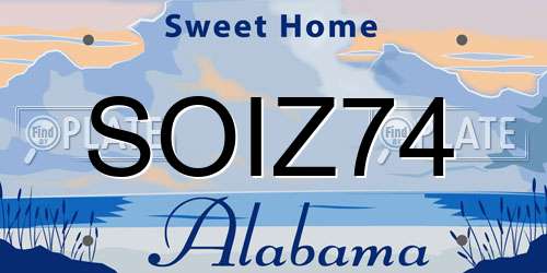 SOIZ74 Alabama License Plate