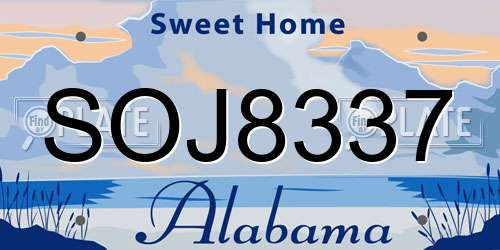 SOJ8337 Alabama License Plate