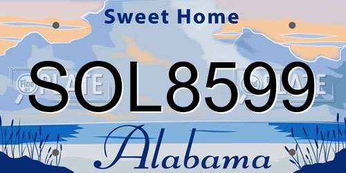 SOL8599 Alabama License Plate