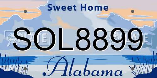 SOL8899 Alabama License Plate