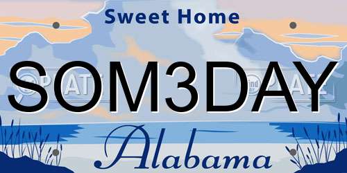 SOM3DAY Alabama License Plate