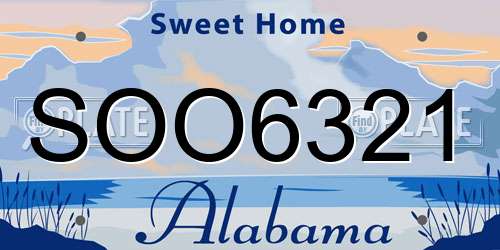 SOO6321 Alabama License Plate