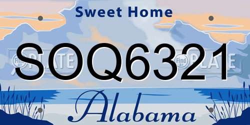 SOQ6321 Alabama License Plate
