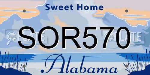 SOR570 Alabama License Plate