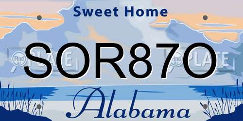 SOR87O Alabama License Plate