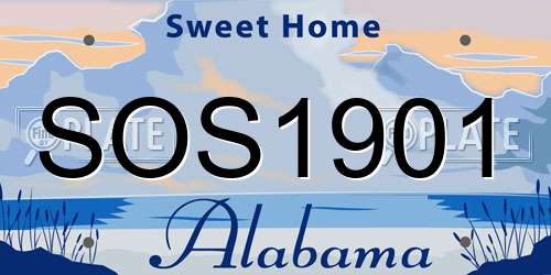 SOS1901 Alabama License Plate