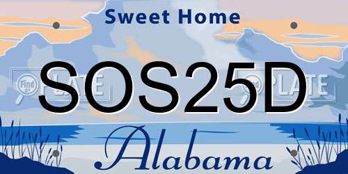 SOS25D Alabama License Plate