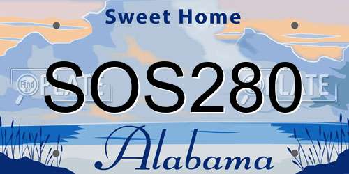 SOS280 Alabama License Plate