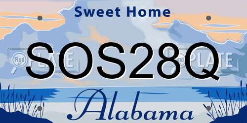 SOS28Q Alabama License Plate