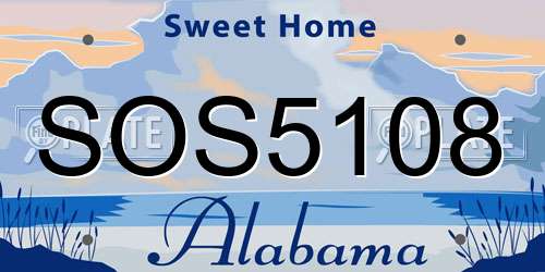 SOS5108 Alabama License Plate