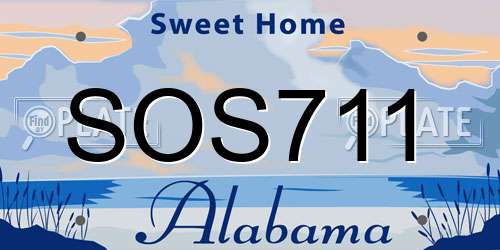 SOS711 Alabama License Plate