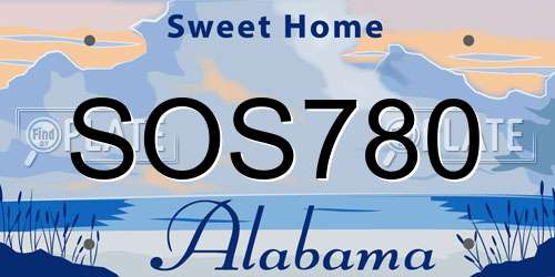 SOS780 Alabama License Plate