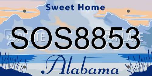 SOS8853 Alabama License Plate