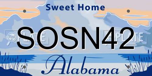 SOSN42 Alabama License Plate