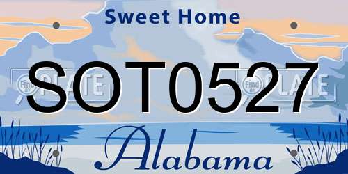 SOT0527 Alabama License Plate