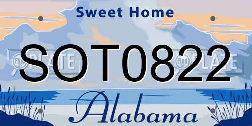 SOT0822 Alabama License Plate