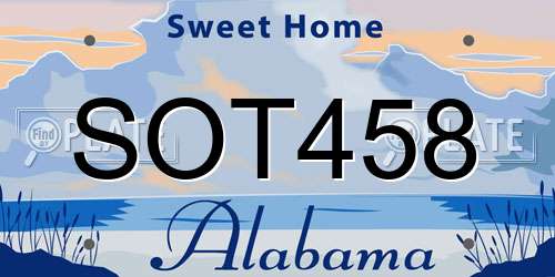 SOT458 Alabama License Plate