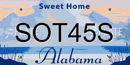 SOT45S Alabama License Plate