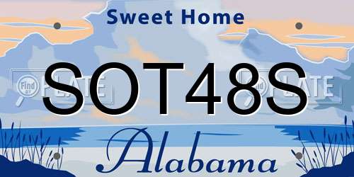 SOT48S Alabama License Plate