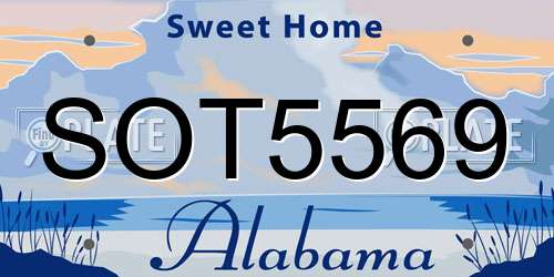 SOT5569 Alabama License Plate