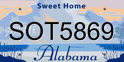SOT5869 Alabama License Plate